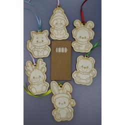 Сет от Коледни  фигурки  животинки за оцветяване + цветни моливи