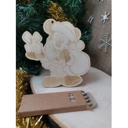 Коледна Фигурка за оцветяване на Мики Маус  /Играчка за елха + подарък цветни моливи