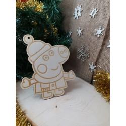 Коледна Фигурка за оцветяване Джордож /Играчка за елха + подарък цветни моливи